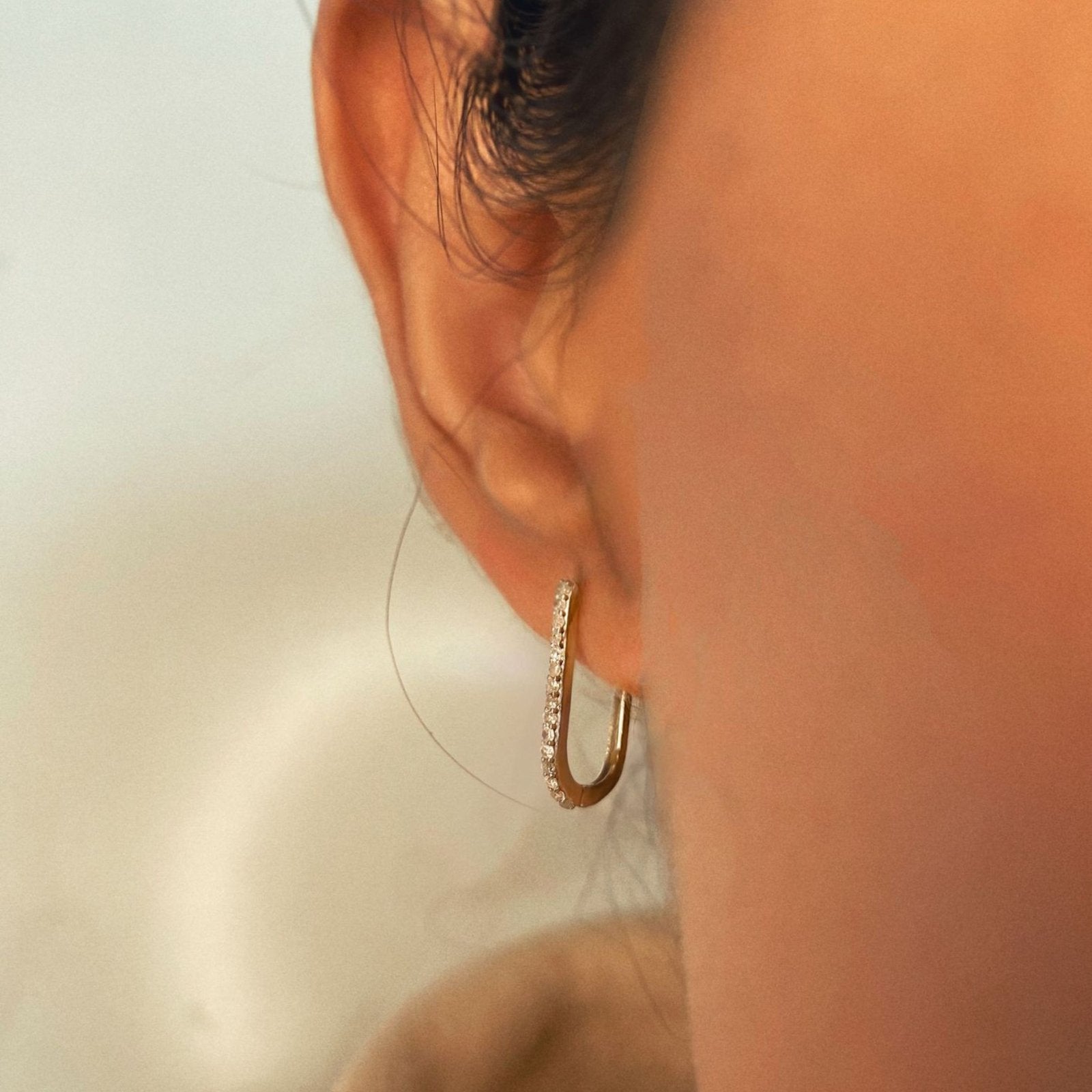 Rhodium Plated Sterling Silver Hoops Studded With Natural Diamonds