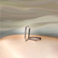 Rhodium Plated Sterling Silver Hoops Studded With Natural Diamonds