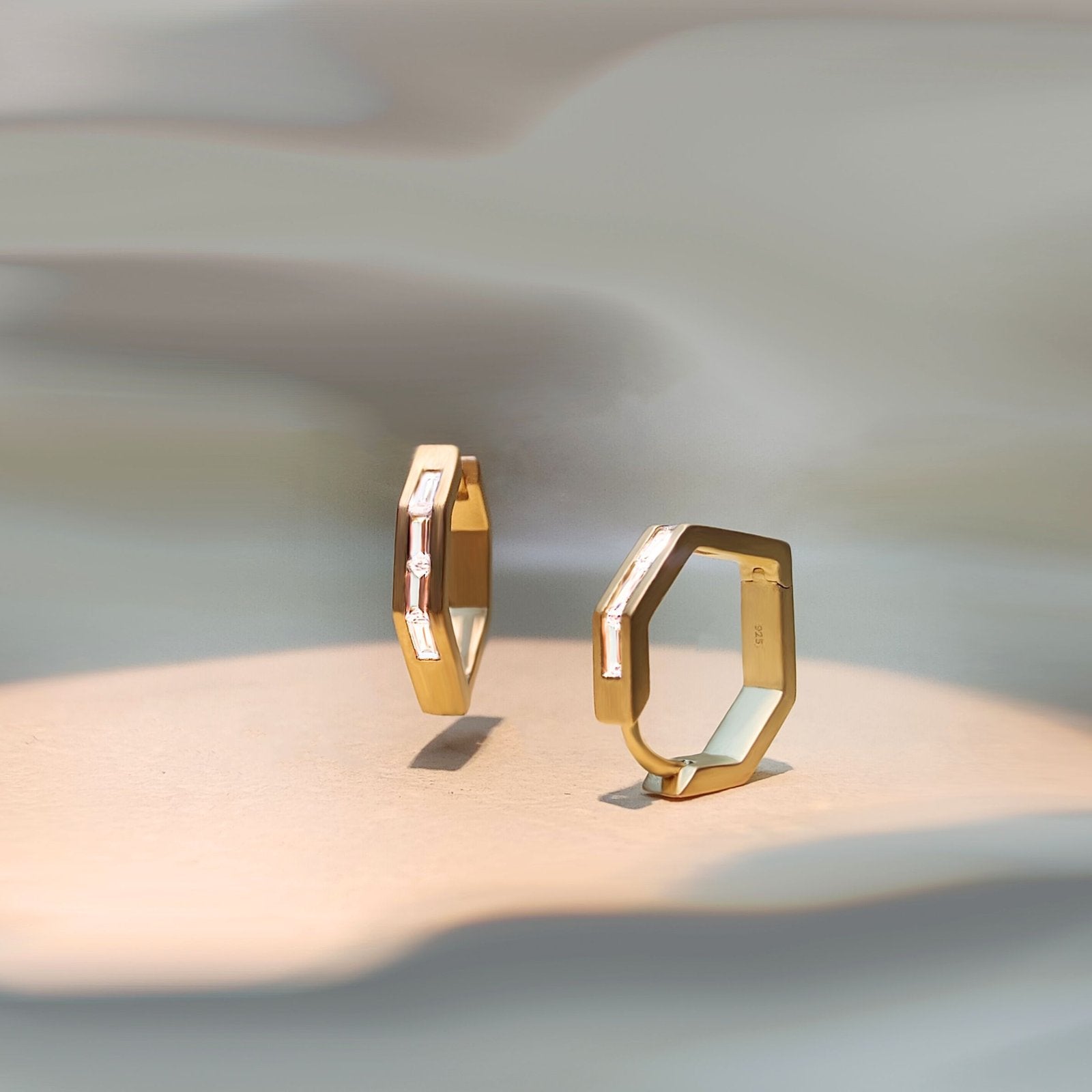 Gold Plated Sterling Silver Earring Studded With White Cz
