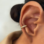 Gold Plated Sterling Silver Ear Cuff Studded With White Cz