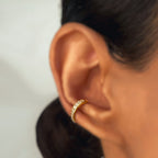 Gold Plated Sterling Silver Ear Cuff Studded With White Cz