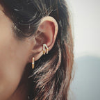 Gold Plated Sterling Silver Ear Cuff Studded With White Cz