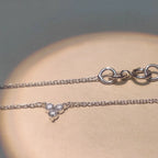 Minimalist fine chain necklace With Petite three Diamonds cluster charm