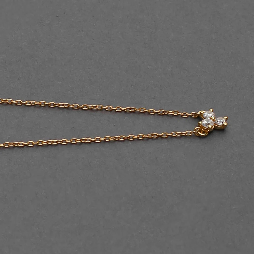 Minimalist fine chain necklace With Petite three Diamonds cluster charm