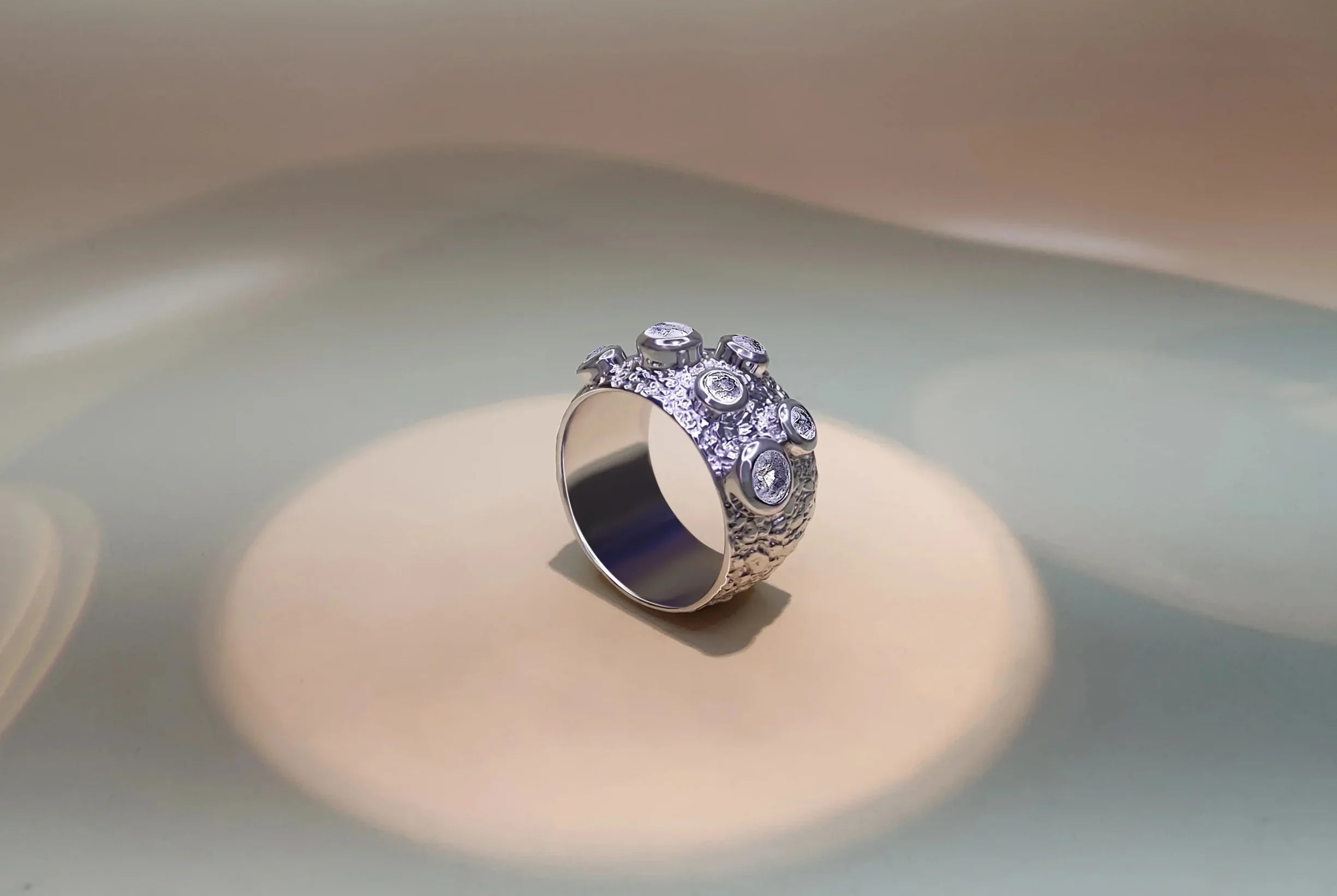925 Sterling Silver Gold Plated Ring with Rainbow Moonstone