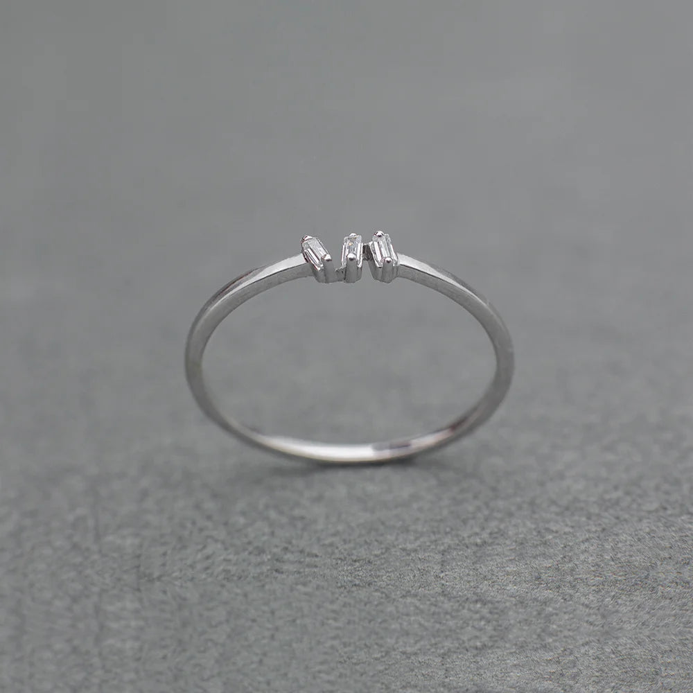 Delicate Triple Diamond Minimalist Ring