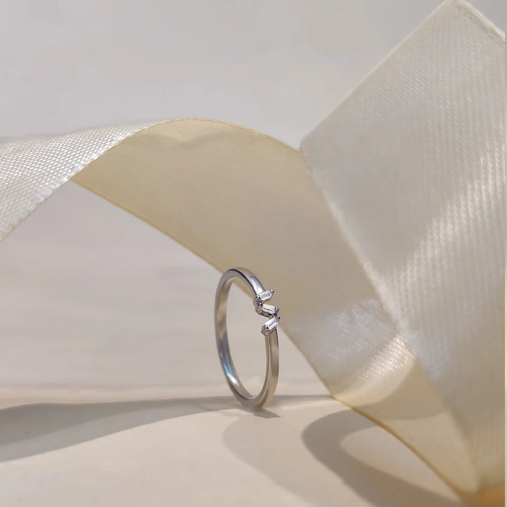Delicate Triple Diamond Minimalist Ring