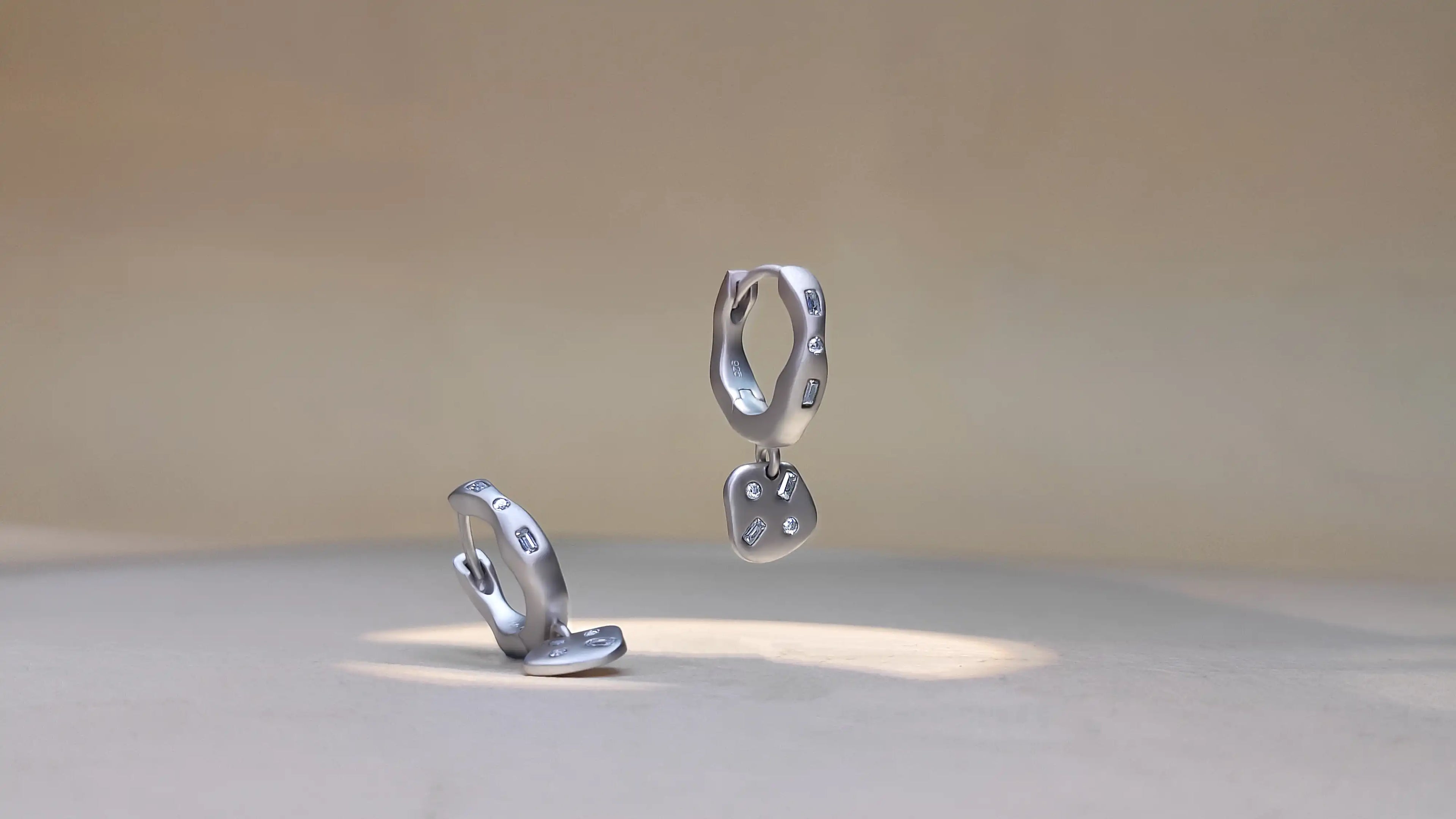 Luxury Organic Earrings With Baguette Charm