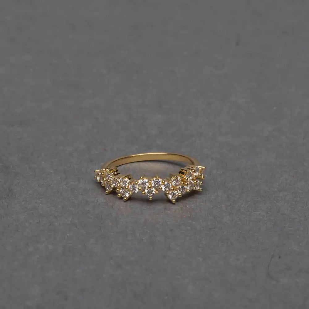 925 Sterling Silver Ring in Gold Plating with White Cz