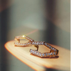 Gold Plated Sterling Silver Ear Cuff Studded With White Cz
