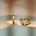 Gold Plated Sterling Silver Hoops With White Cz