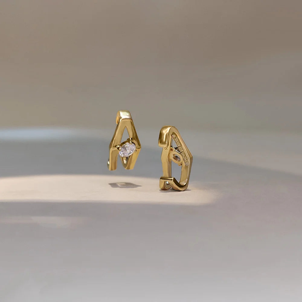 Gold Plated Sterling Silver Gold Plated Ear Cuff Studded With White Cz