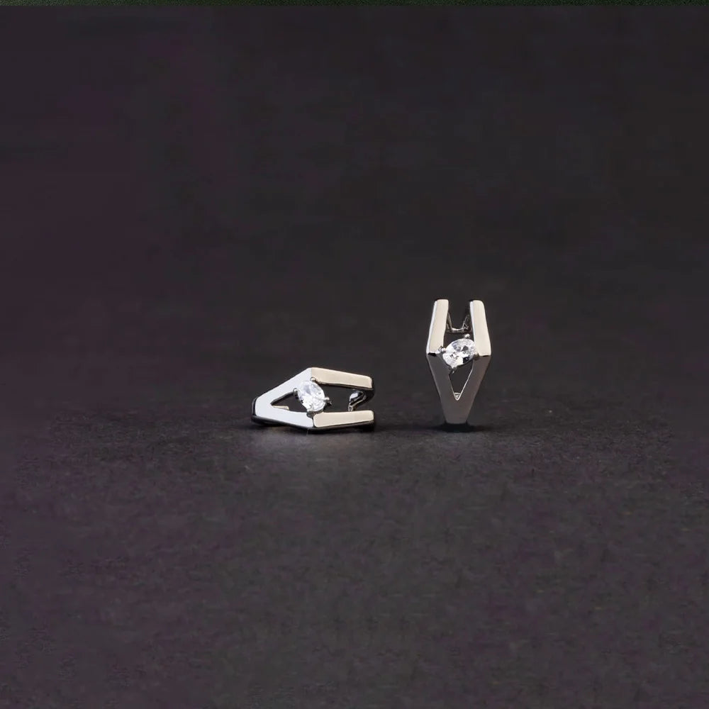 Gold Plated Sterling Silver Gold Plated Ear Cuff Studded With White Cz
